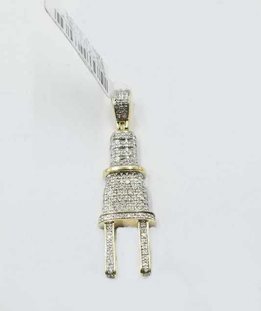 10k Yellow Gold Diamond Socket Plug Charm/Pendant For Men's 0.34CT Real Diamonds