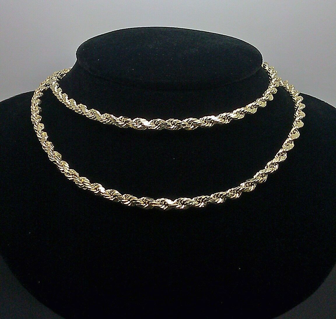 REAL 10k Solid Yellow Gold Rope Chain 18" Diamond Cut 4mm Strong Necklace Ladies