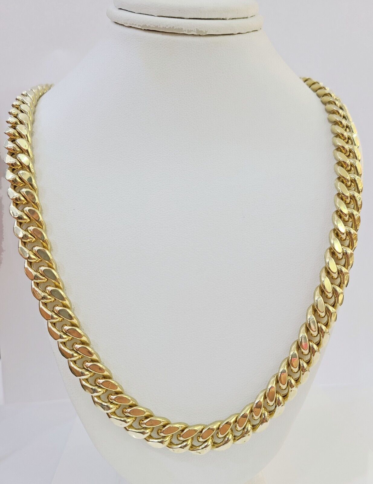 Real 14k Gold Miami Cuban Link Chain Necklace 10mm 22" Box lock 14kt Yellow Gold