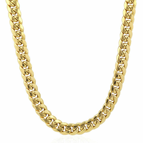 Real 14K Yellow Gold Miami Cuban Chain Necklace 24" inch 8mm Men Link Box Clasp