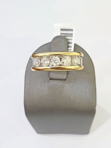 Real 14k Yellow Gold White Diamond Mens Ring Genuine Natural