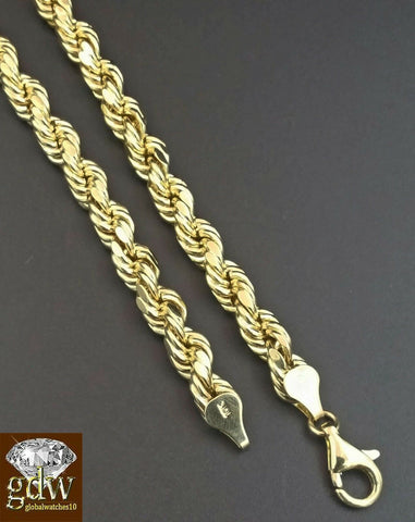 Real 10K Yellow Gold 28" Inch Rope Chain Necklace Cross Charm Pendant