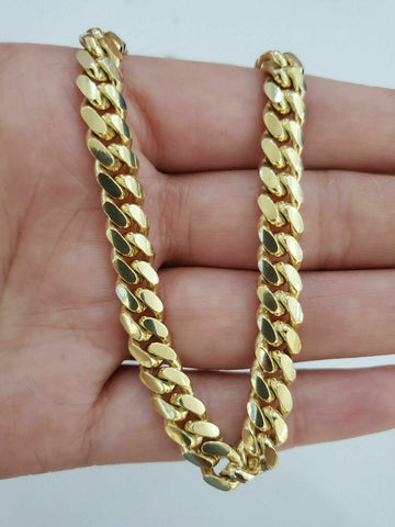 10k Solid Gold Cuban Link Necklace 7 mm Box Clasp Men's 20" 22 24" 26 28 30 Inch