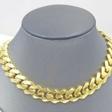 10K Yellow Gold 14mm Royal Monaco Miami Link Chain Necklace 24" Inch Men Real