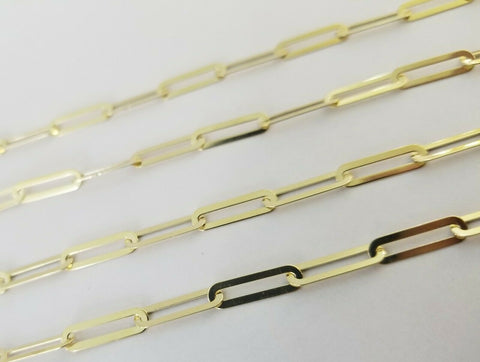 10k real gold 4mm Paperclip Chain 16-24"inch 10kt yellow gold link necklace