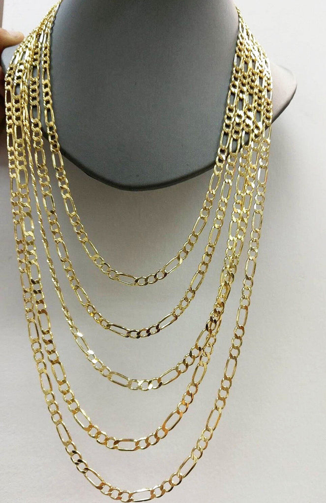Real 10k Yellow Gold Figaro Chain Necklace 4mm 16" 18" 20" 22" 24" 26" 28" Link