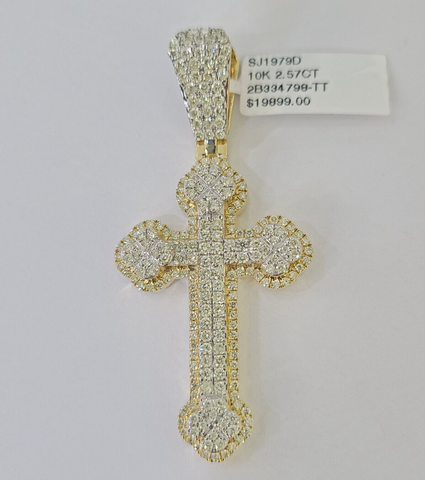 10k Yellow Gold Diamond Jesus Cross Charm Pendant Genuine Diamond Real