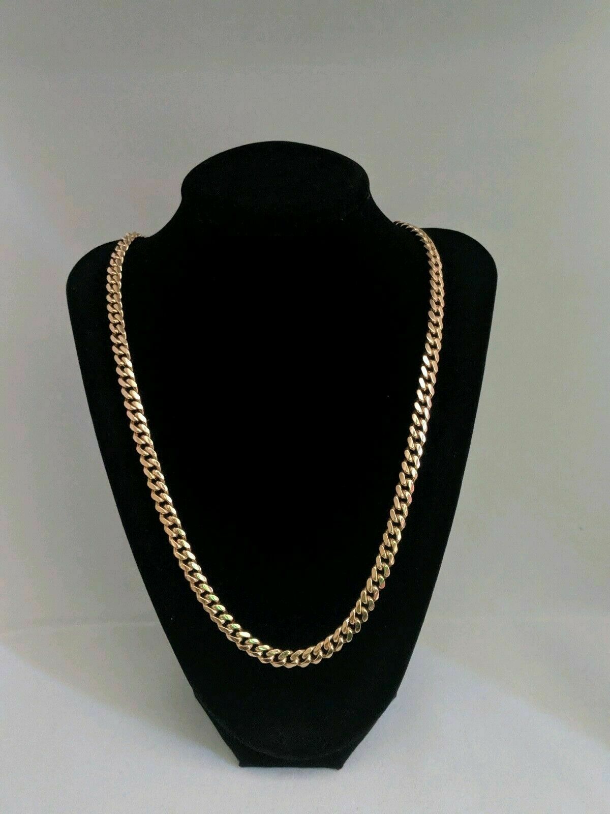 10k Solid Gold Cuban Link Necklace 7 mm Box Clasp Men's 20" 22 24" 26 28 30 Inch