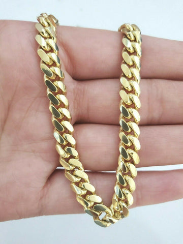 10k Yellow Gold SOLID miami cuban Ladies Chain 18 Inch Box Clasp 7mm, Real Gold