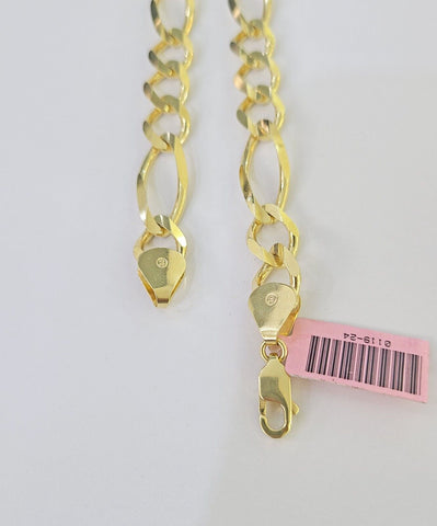 Real 14k Yellow Gold Figaro link Bracelet 9mm 8" Inch Men women Diamond Cut