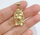 10k Yellow Gold Lucky Laughing Buddha Charm Religious Pendant Smiling