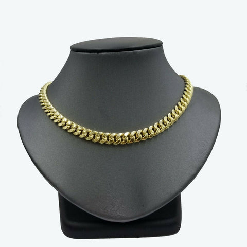 10K Yellow Gold Miami Cuban Thick Chain Necklace Strong Box Lock 8mm 22" Men's