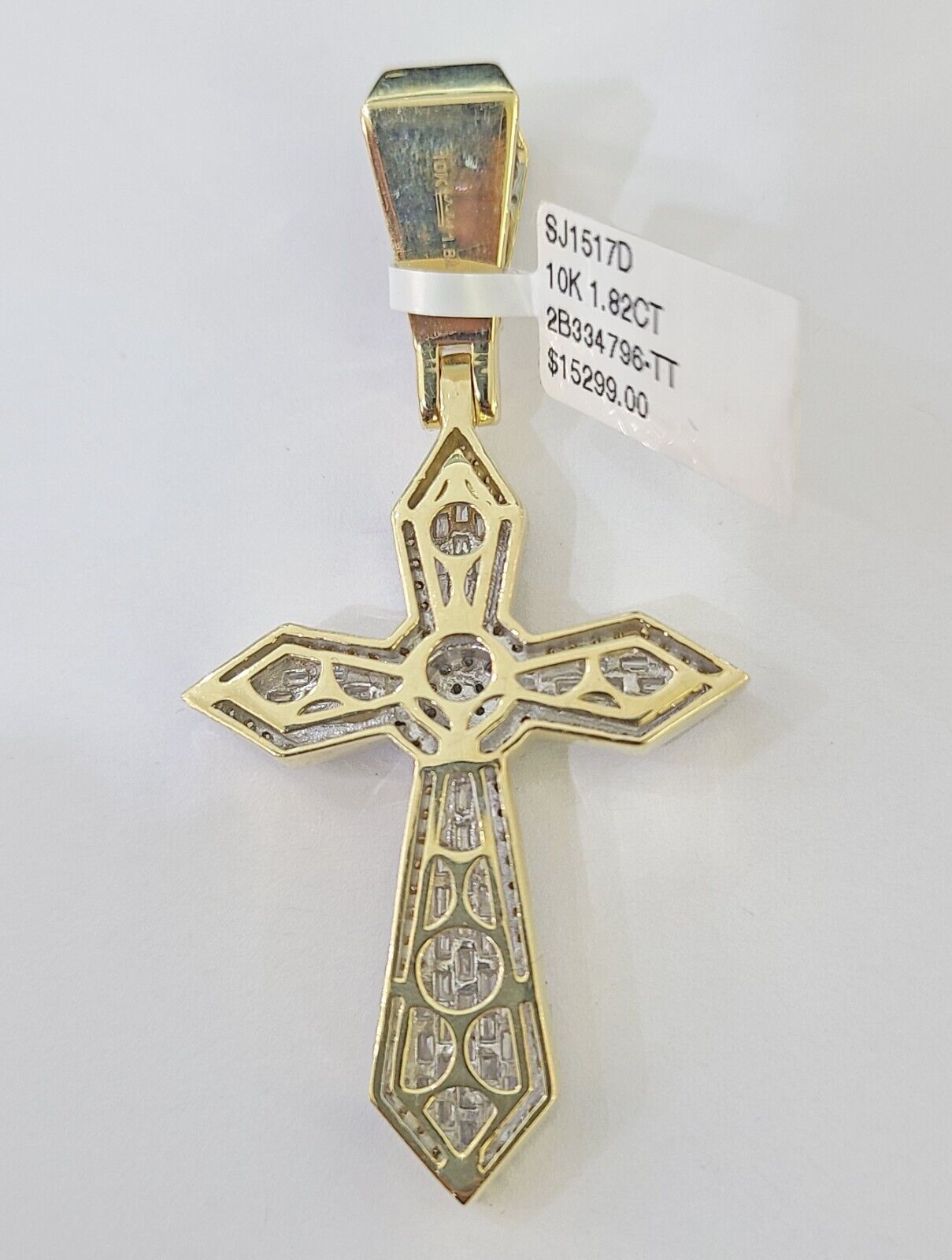 10k Yellow Gold Diamond Jesus Cross Charm Pendant Genuine Diamond Real