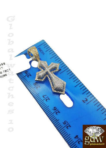 10k Gold Pendant with Diamond for Men, Jesus Cross Charm/Pendant with Diamonds