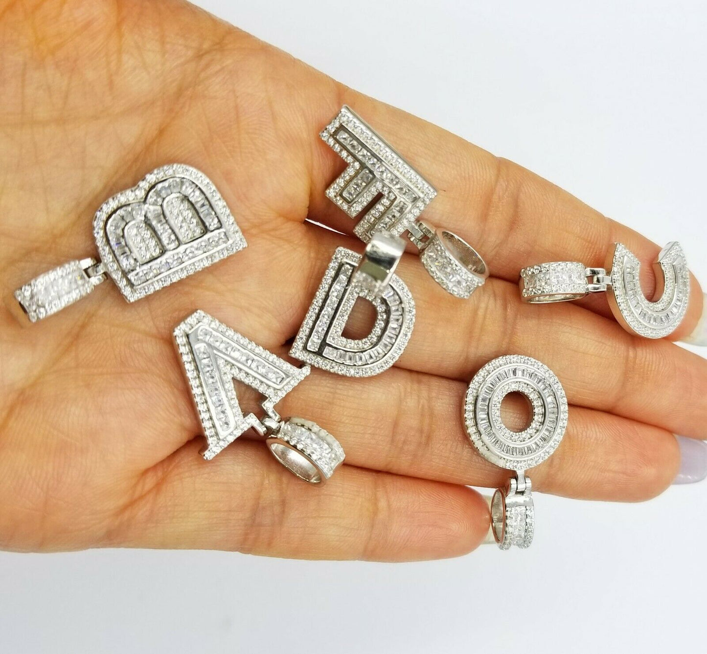 925 Sterling Silver A-Z Alphabet Charm Initial Pendent Men Women 1.25" Real