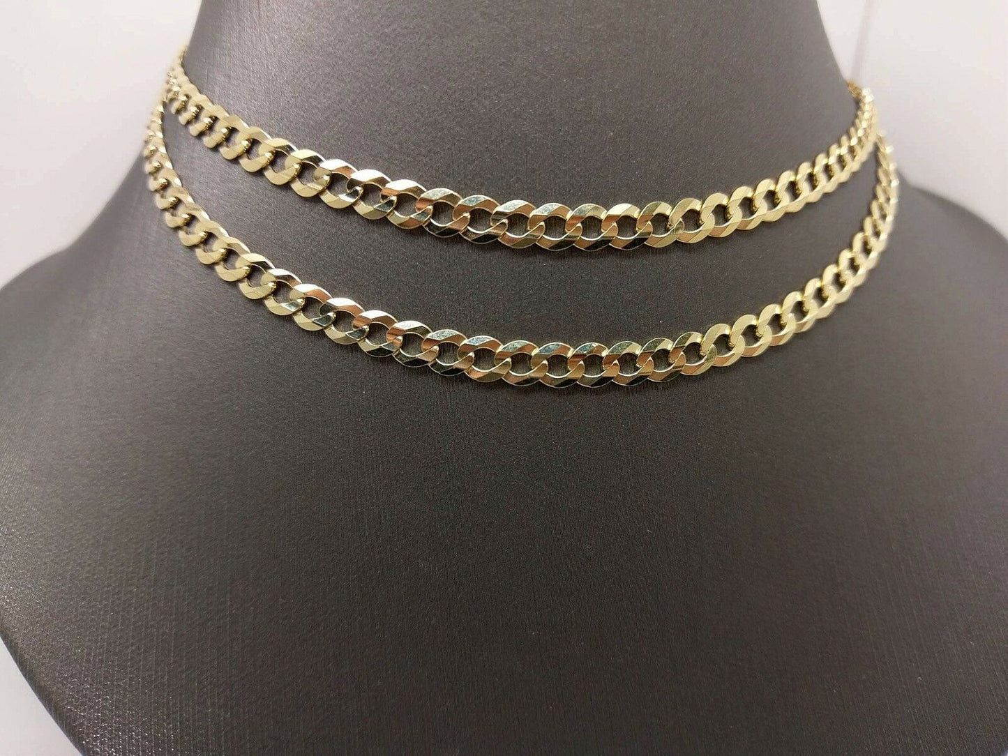 Solid Real 10k Gold Cuban Curb Link Chain 24" Necklace 5mm 10kt Yellow Gold