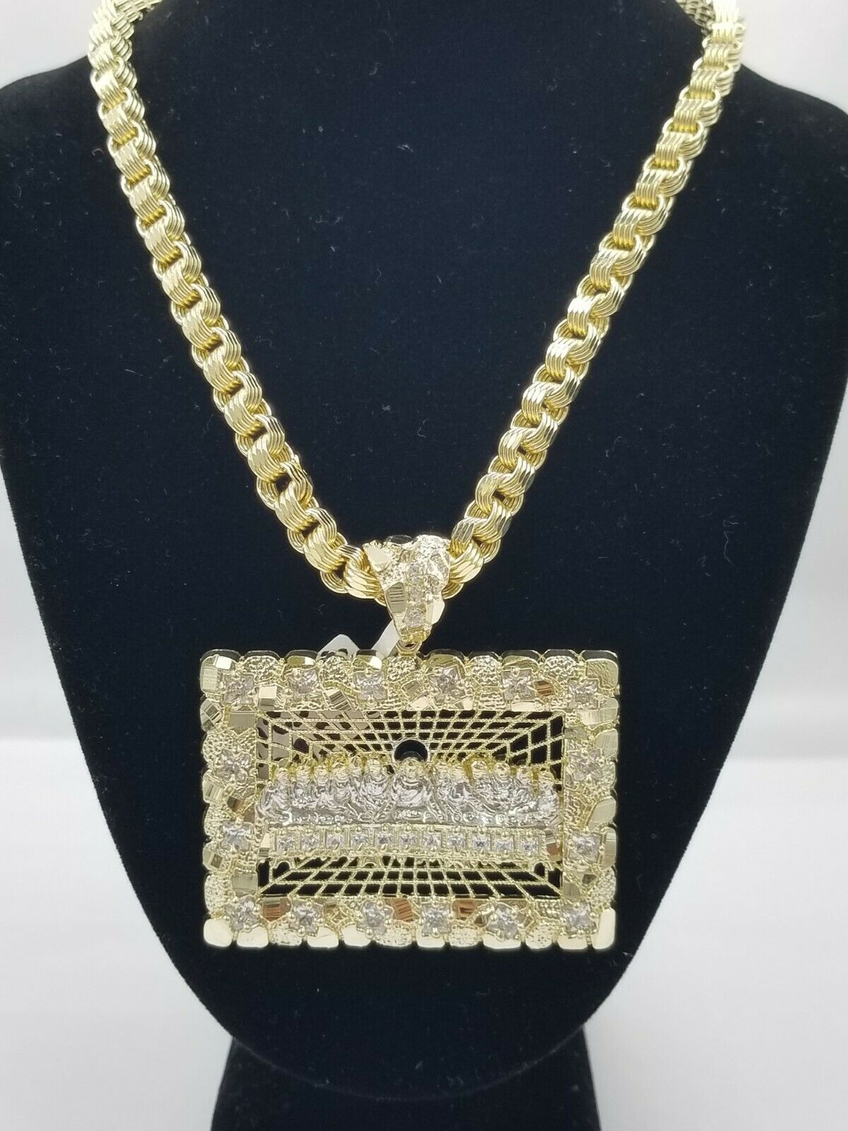 10k Real Yellow Gold Last supper Byzantine 28"Chain Mens Necklace