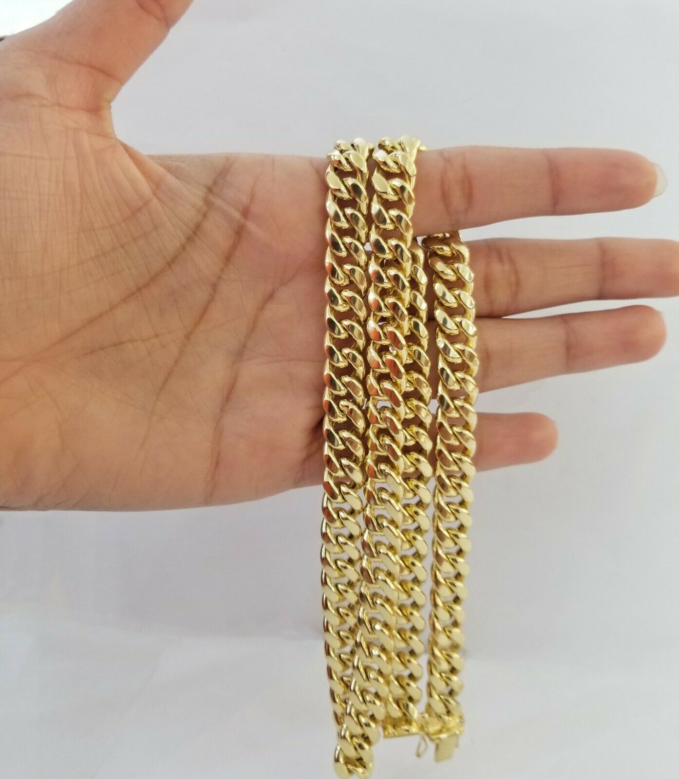 Real 14K Yellow Gold Miami Cuban Link Necklace Chain 8mm box Lock,14kt Gold