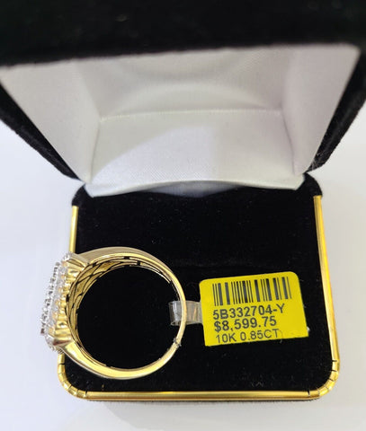 Real 10k Yellow Gold Diamonds Mens Ring Natural Diamond Size 10
