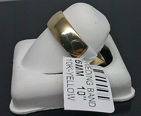 10K Yellow Gold 6mm 10" Men Women Band REAL 10kt Solid Gold comfort fit Ring