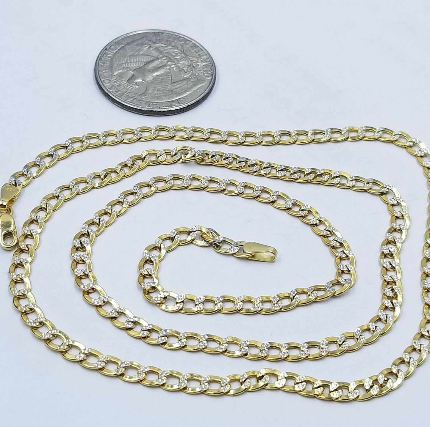 10K Yellow Gold 4mm Miami Cuban Curb Link chain Necklace 18"-26" Diamond Cut