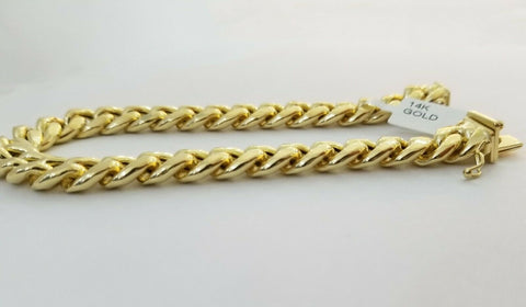14K Real Gold Bracelet Miami Cuban Link Box Lock 8inch 10kt yellow gold bracelet