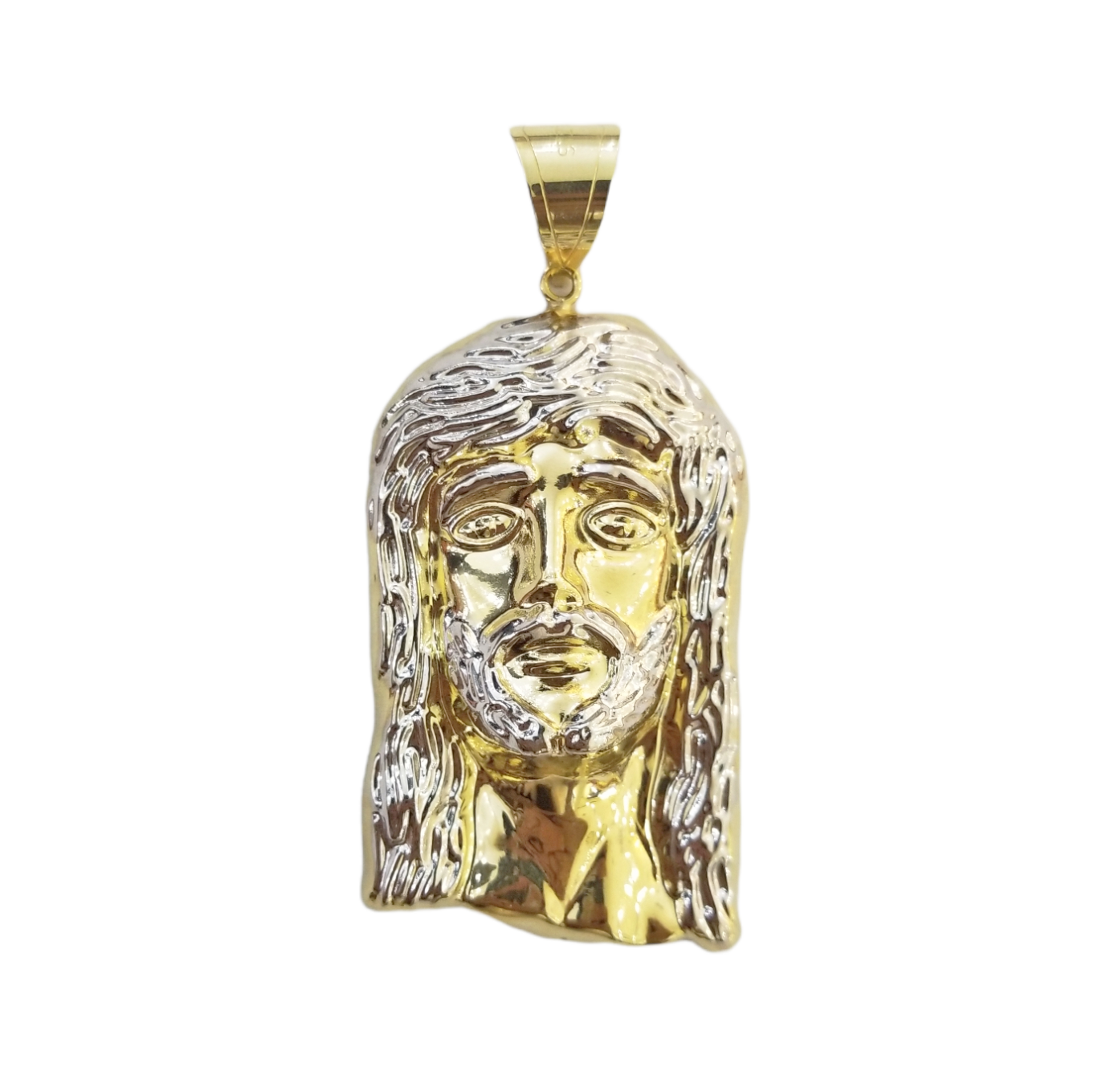 Real 10K Yellow Gold Jesus Head Charm Pendent 3" Inch 10kt