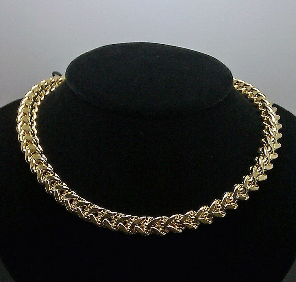 Real 10K Yellow Gold Men's Franco /Box chain Necklace 7mm 28" Inch Rope
