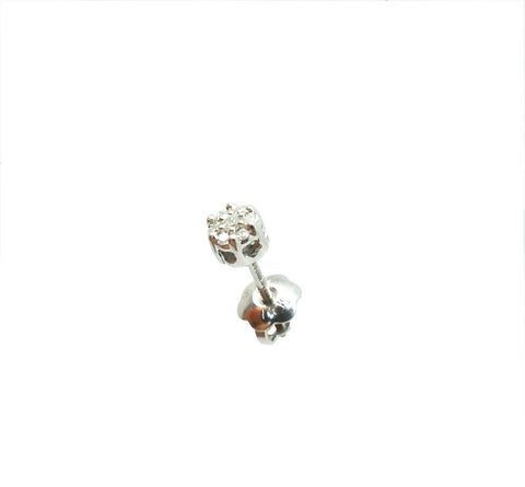 New 14K White Gold Flower Earring Stud 4mm, 5mm, 6mm, 7mm, 8mm with Real Diamond