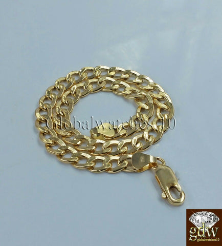 REAL 14k Men Gold Cuban Link Bracelet 8 inch Strong Link