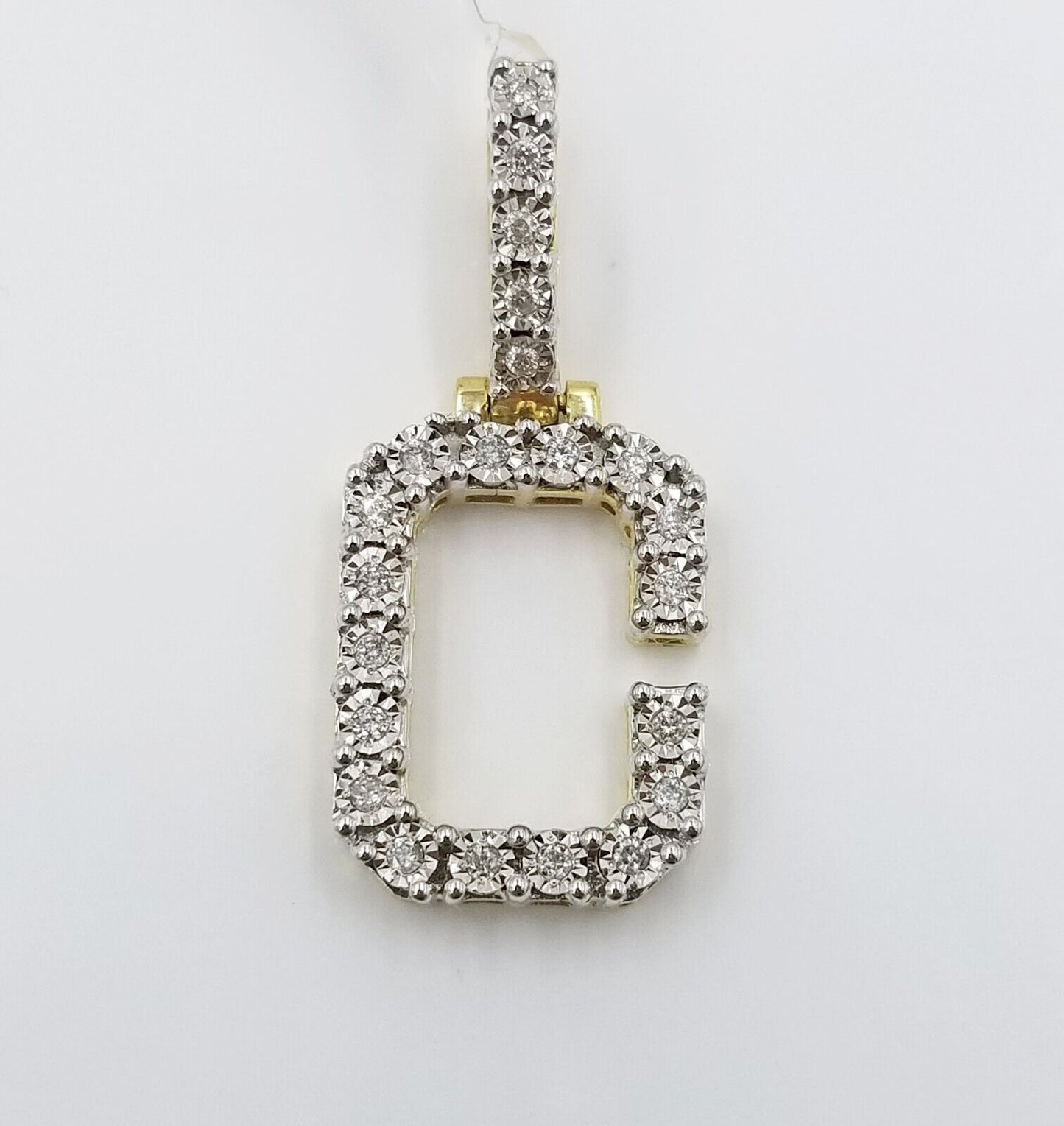 10k Yellow Gold Diamond Letter A-Z Initial Charm Pendant Real Diamond