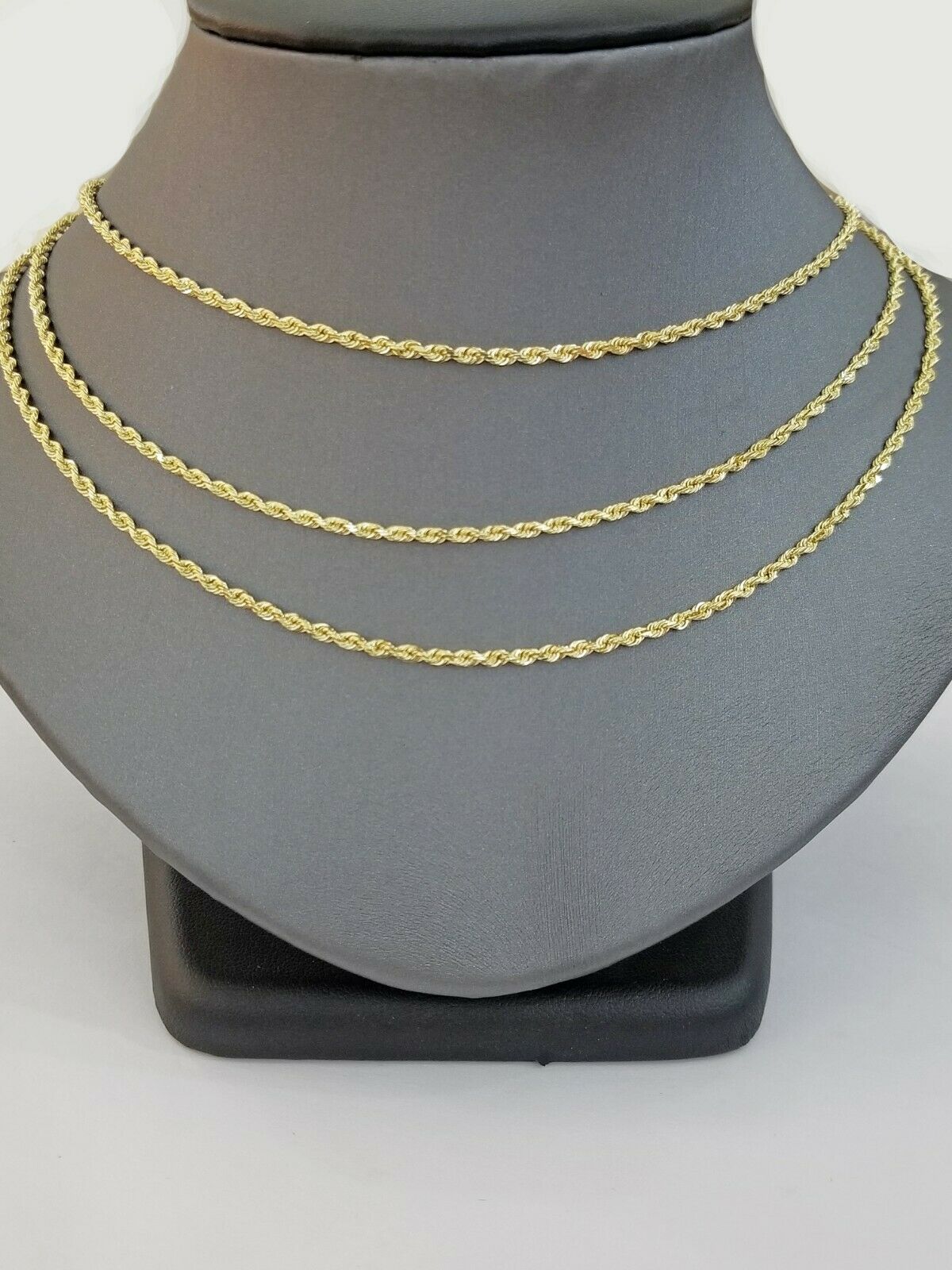 14K Solid Yellow Gold Rope Chain Diamond Cut 2mm 18" 20" 22" 24" 26" 28" 30"