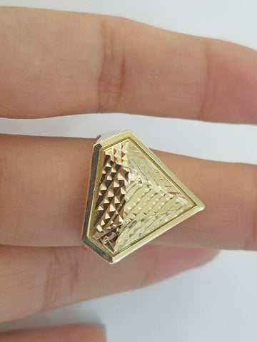 10k Yellow Gold Pyramid Ring Diamond Cut Mens Ring Band Real Solid gold Size 9