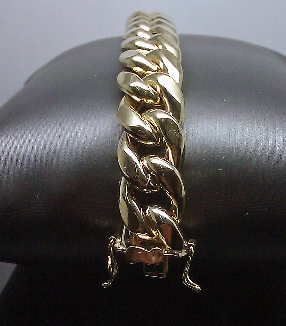 Real 10k Gold Bracelet Men's Miami Cuban Link 8" 10MM 10KT Yellow Gold Box Lock