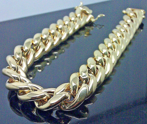 Men's 10K Yellow Gold  Miami Cuban Link Men's Bracelet 13mm 7.5 Inch Box Clasp