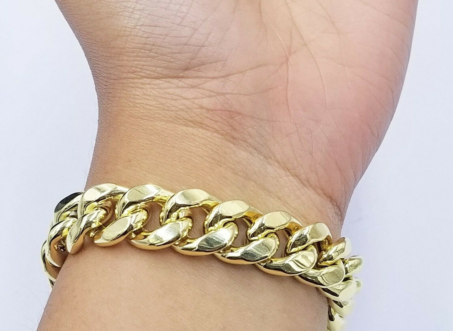 10K Yellow Gold Bracelet Royal Miami Cuban Link 9 inch Bracelet 13mm Real