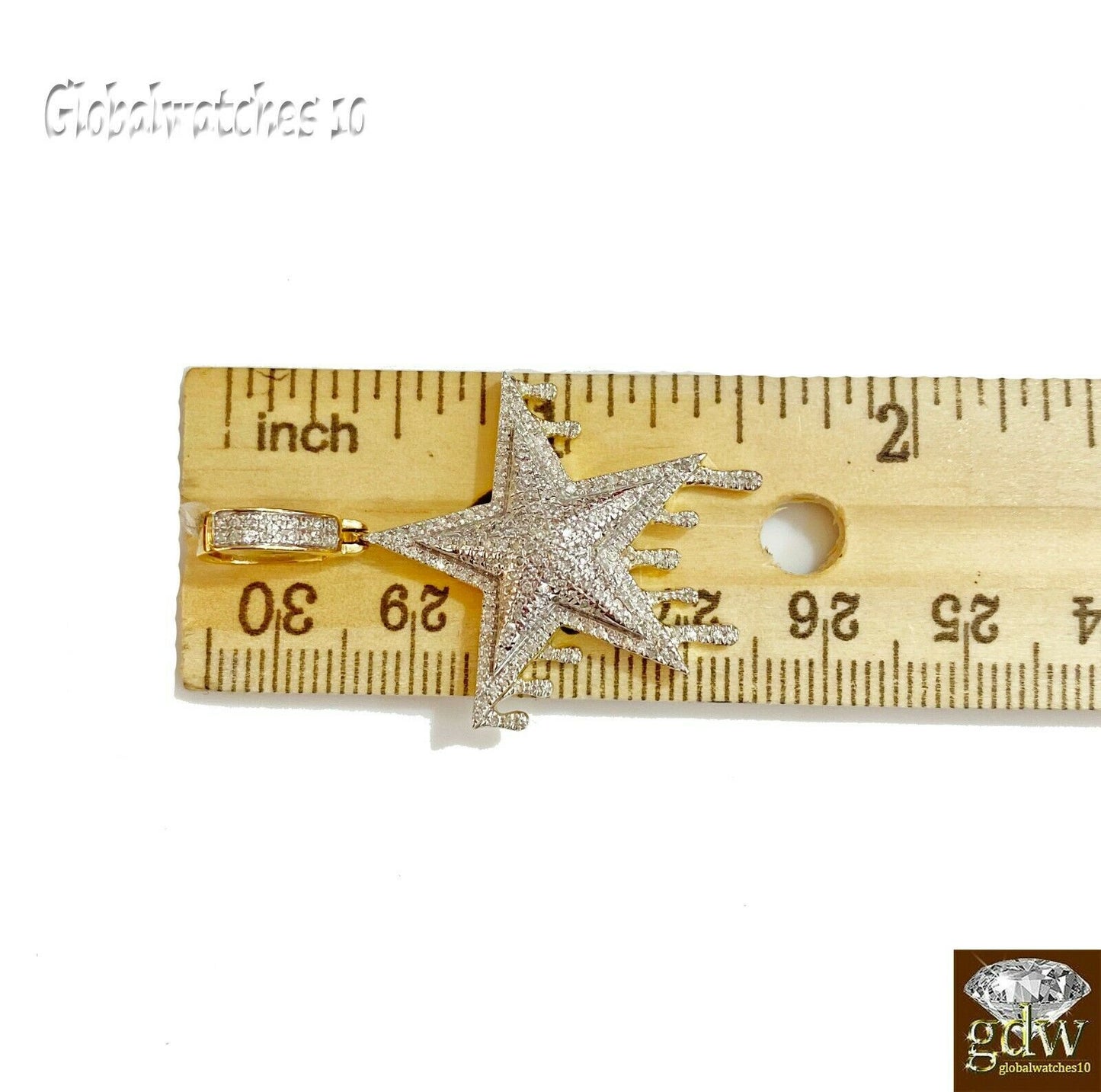 Real 10k Yellow Gold and Diamond Star Charm/Pendant for Men/Women, Angel