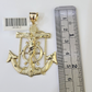 Real 10k Yellow Gold Jesus Crucifix Anchor Pendant 2.5 inches Charm
