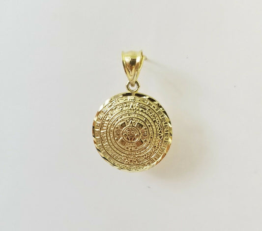 10k Yellow Gold Aztec Calendar Charm Pendant Men Women ,10kt Real Gold