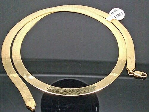 Genuine 10K Yellow Gold Herringbone Necklace chain for Men Women 18 Inch  6mm