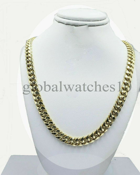 10k Yellow Gold Cuban link Chain 8mm 22" Necklace Box Clasp REAL 10kt Gold Men's