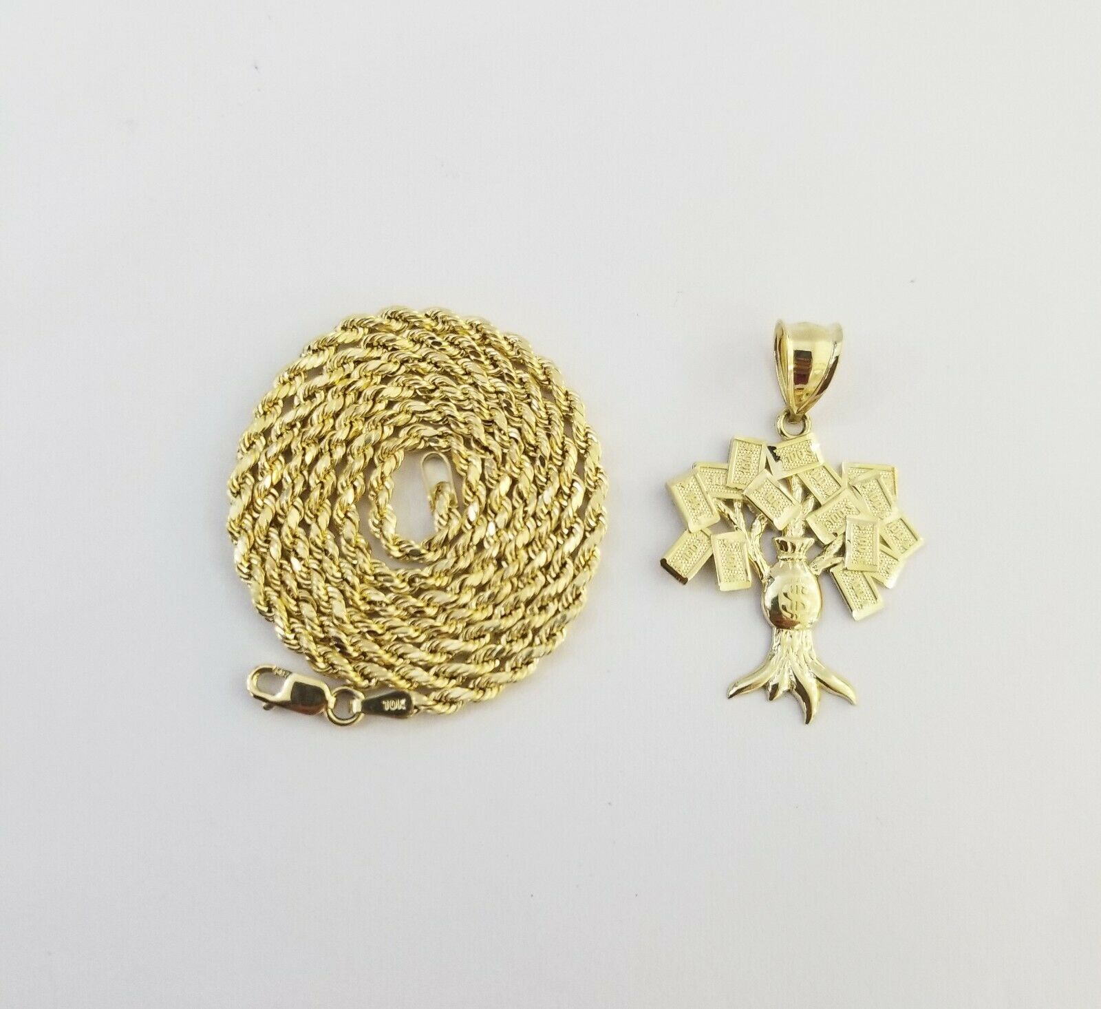 money tree gold pendant 10k Yellow Gold Money Tree Pendant with 18 inch rope chain 3mm,10kt go – Globalwatches10
