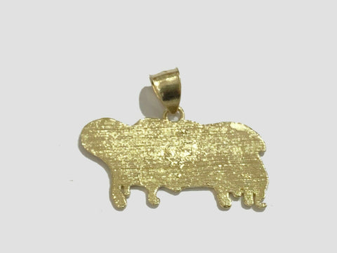 10k Yellow Gold TRAP Dripping Bull Shape Charm Diamond Cut Pendant Mens Real