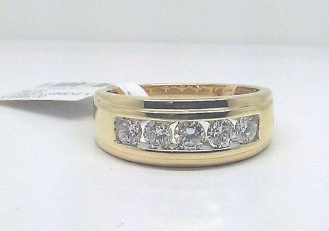 Mens Solid 14k Yellow Gold 1CT Band Wedding Engagement Ring REAL Diamond size 10