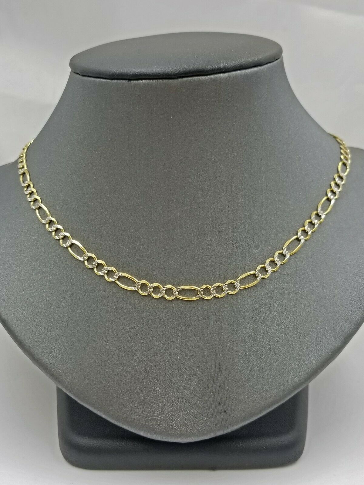 14k Solid Yellow Gold Figaro Chain necklace 5mm Diamond Cut Male Female 22" Real