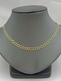 14k Solid Yellow Gold Figaro Chain necklace 5mm Diamond Cut Male Female 22" Real