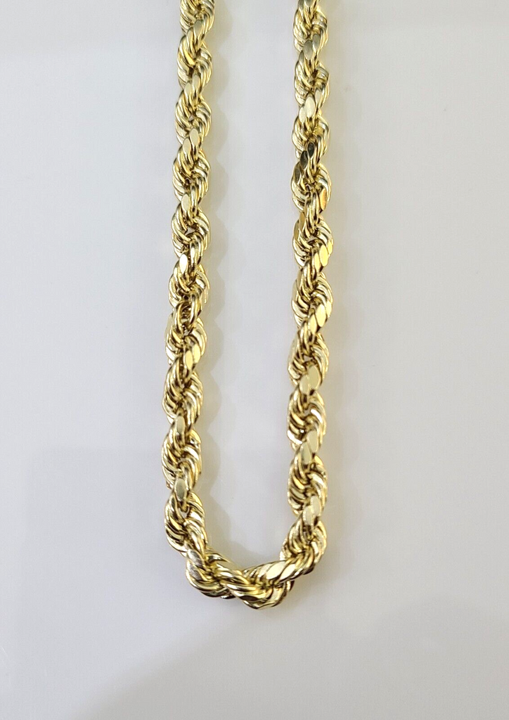 Best 14K Yellow Gold 4mm Rope Chain 20 Inch Diamond Cut Necklace