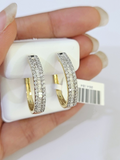 10k Yellow gold Hoops Earring with Real 1.00CT diamond , Women Hoops