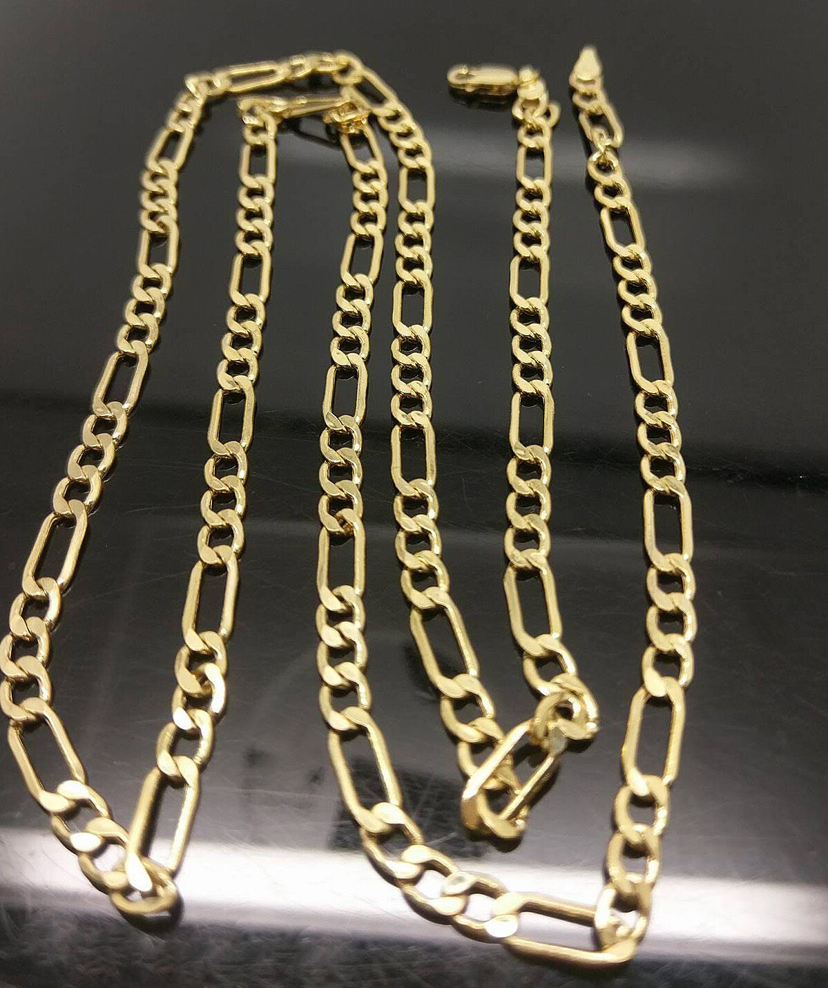 Real 10k Yellow Gold Figaro Chain Necklace 4mm 16" 18" 20" 22" 24" 26" 28" Link