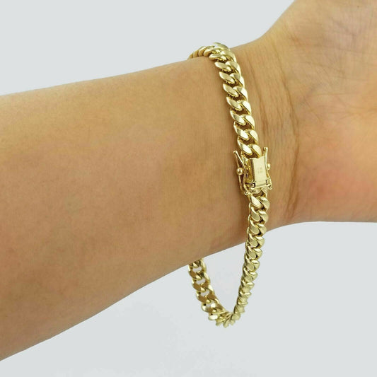 Real Gold Bracelet 10k Gold 6mm Link 7.5 inch Men/ Women Miami Cuban Link